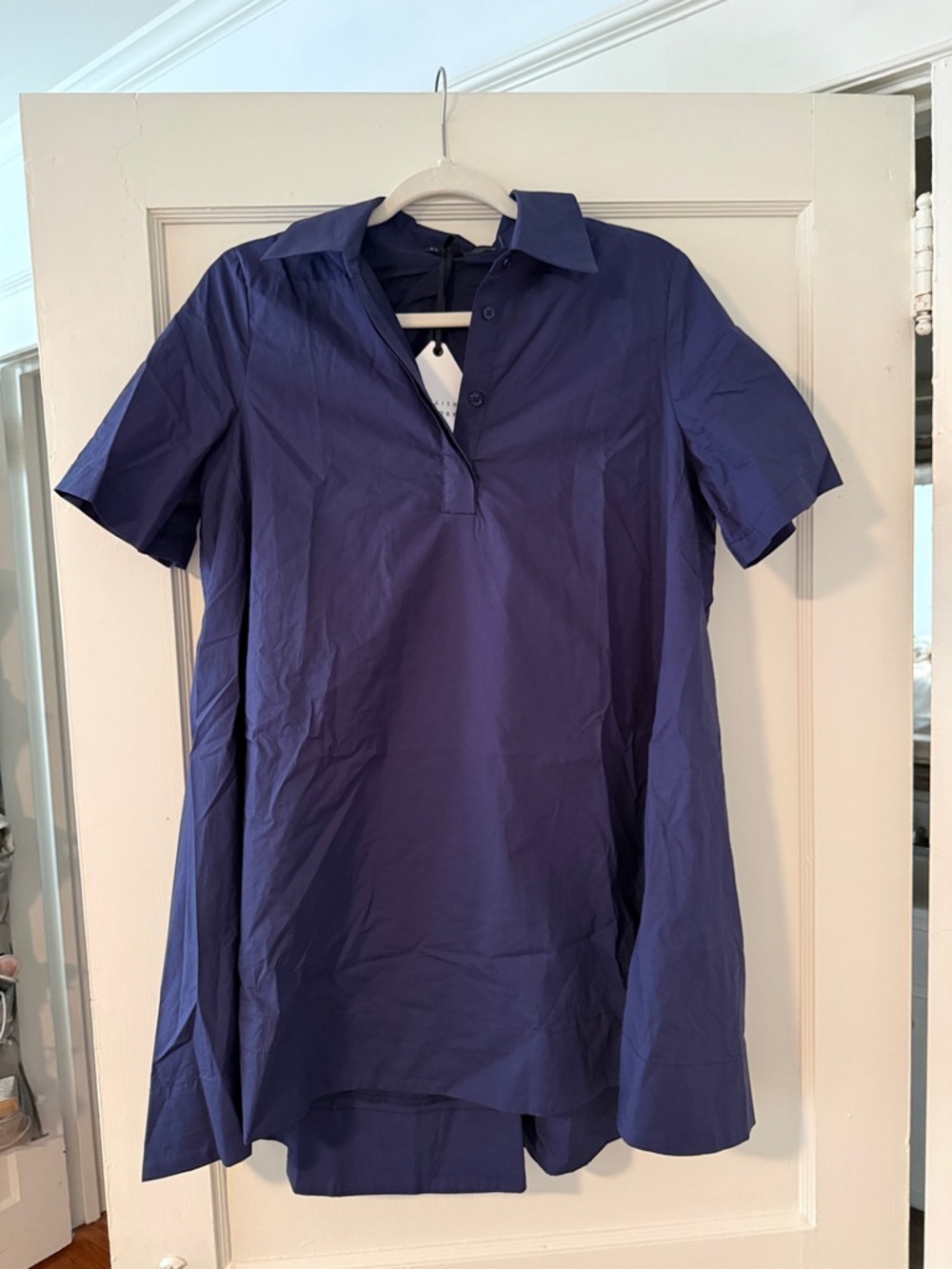 English Factory Short Sleeve Mini Dress in Deep Navy